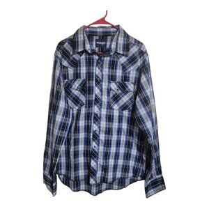 Vtg Wrangler Shirt Men L Multicolor Pearl Snap Striped Western Rancher Rodeo